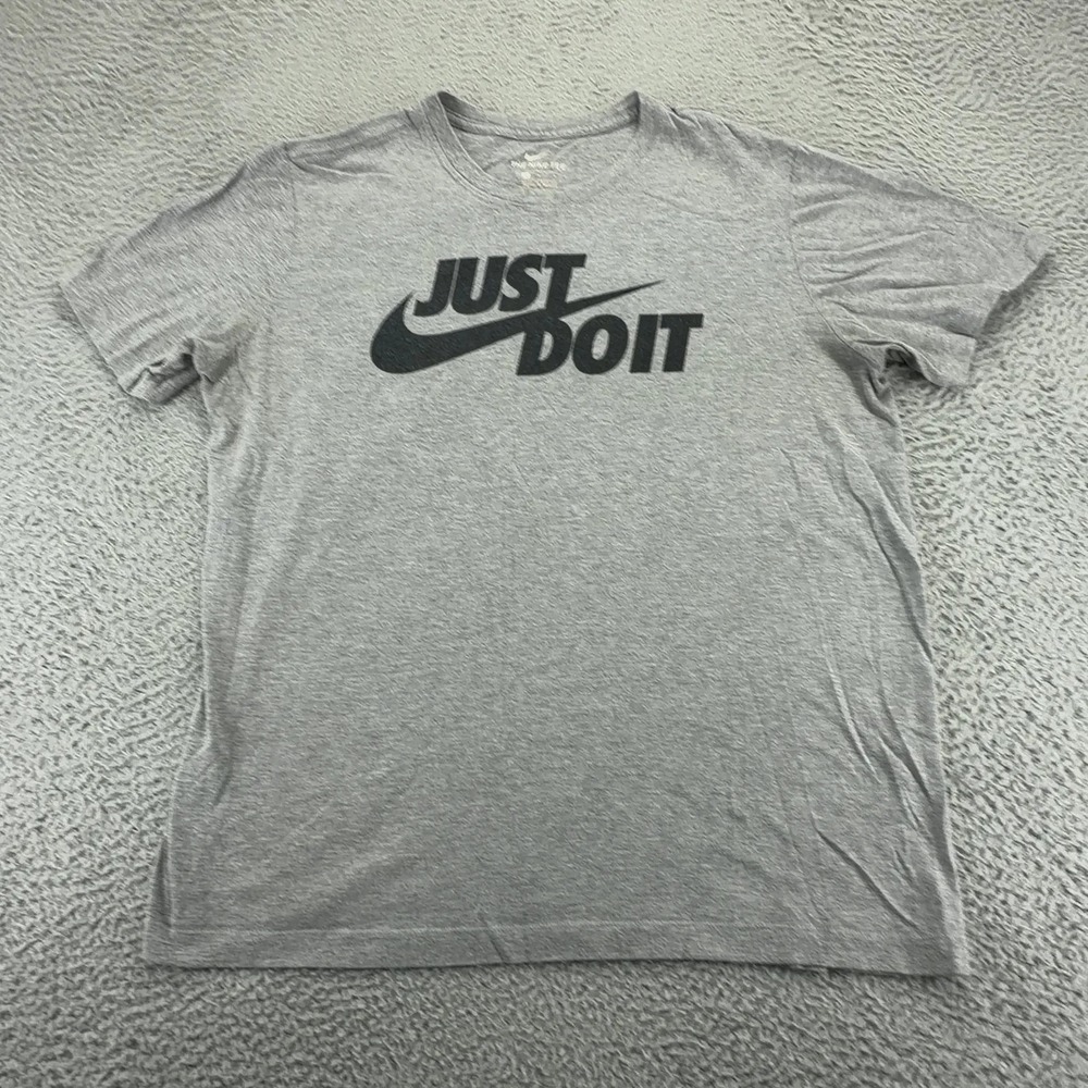 Nike Just Do It T Shirt Mens Large Gray Swoosh Logo Short Sleeve Athletic Tee